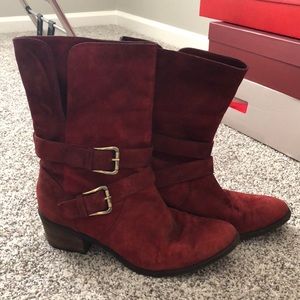 Donald Pliner Oxblood Brushed Suede Boots-USED